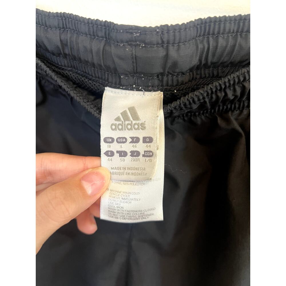 Adidas Black Blue Stripe Track Pants Women’s Large Athletic Jogger Pants - Picture 3 of 4